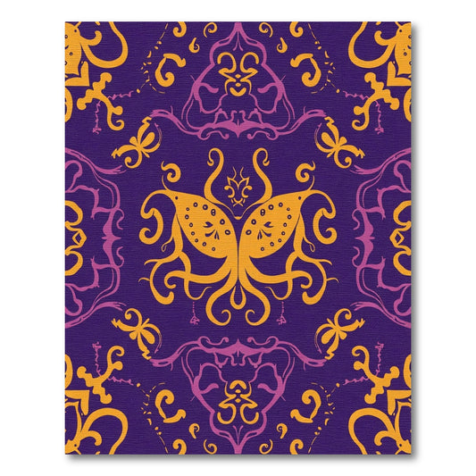 Purple Gold Yellow Ornate Butterfly Rug