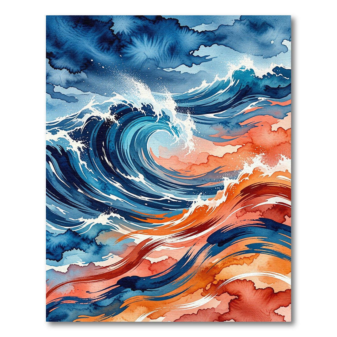 Abstract Oceanic Wave with Vibrant Sunset Hues Rug