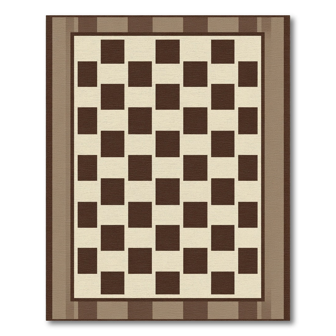 Classic Chessboard Brown Cream Squares Rug