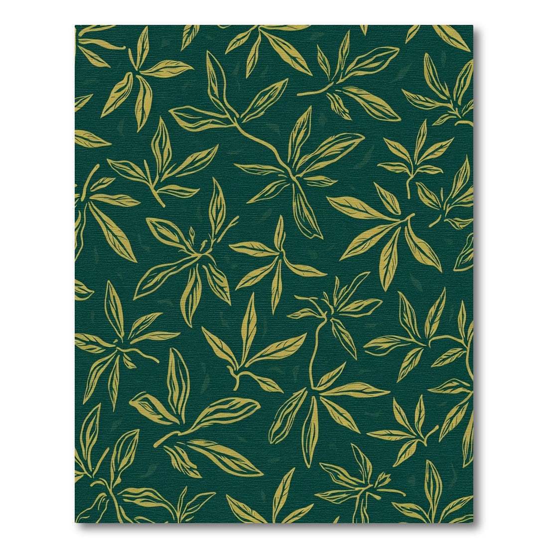 Deep Emerald Golden Leaf Branches Rug