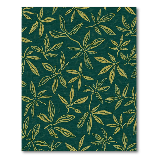 Deep Emerald Golden Leaf Branches Rug