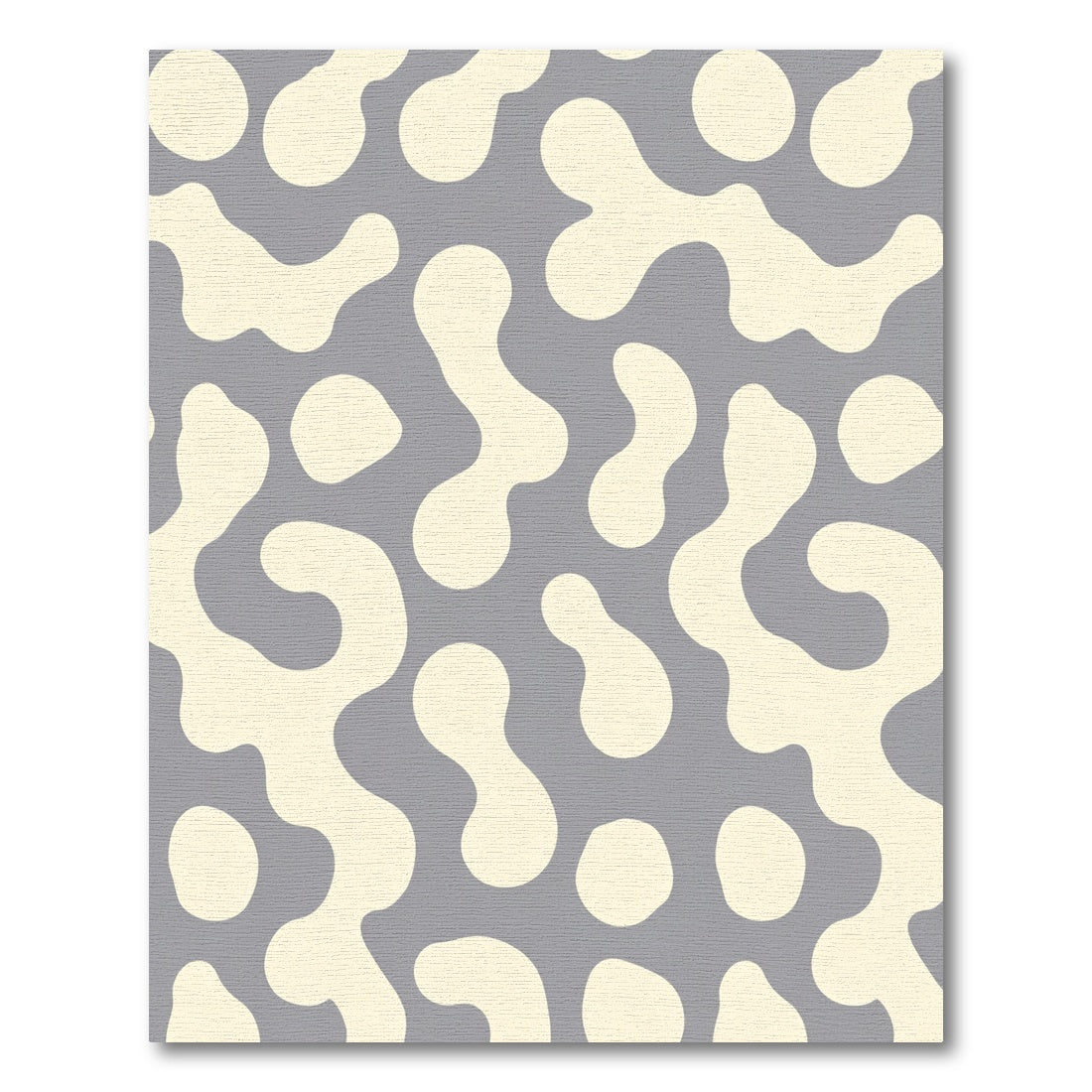 Cream Organic Shapes Gray Background Rug