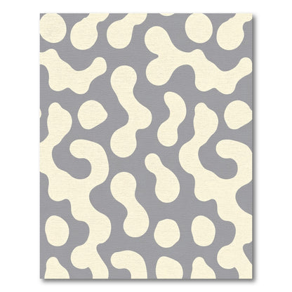 Cream Organic Shapes Gray Background Rug