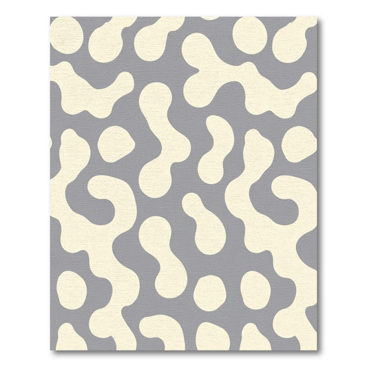 Cream Organic Shapes Gray Background Rug