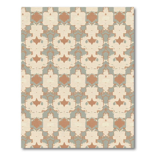 Terra Cotta Ivory Gray Medallion Rug
