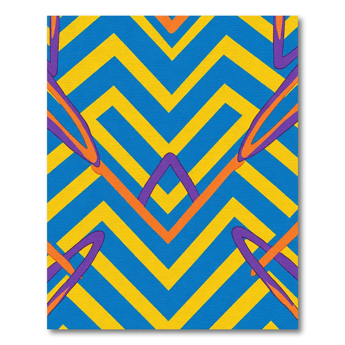 Bold Blue Yellow Chevron Abstract Sweep Rug