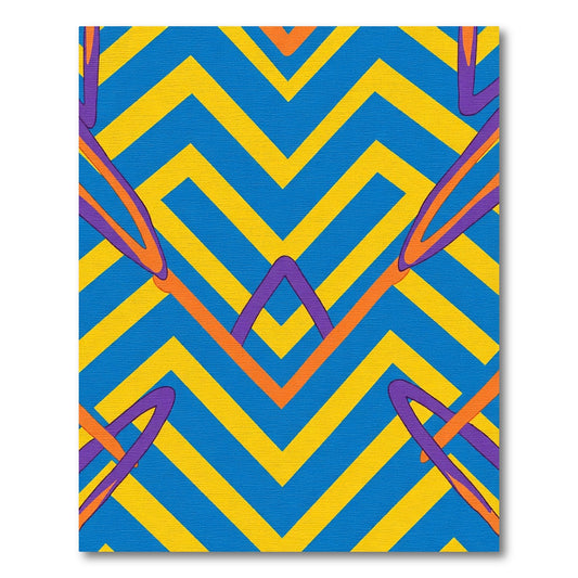 Bold Blue Yellow Chevron Abstract Sweep Rug