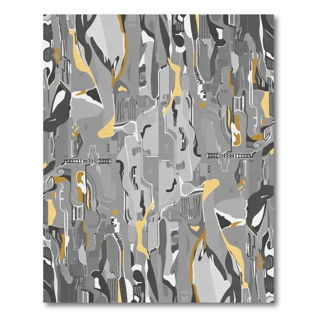 Abstract Gray Gold Fluid Motion Rug