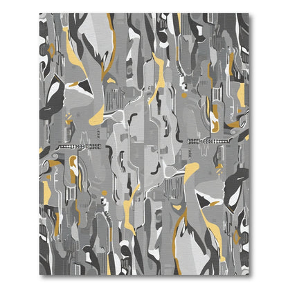 Abstract Gray Gold Fluid Motion Rug