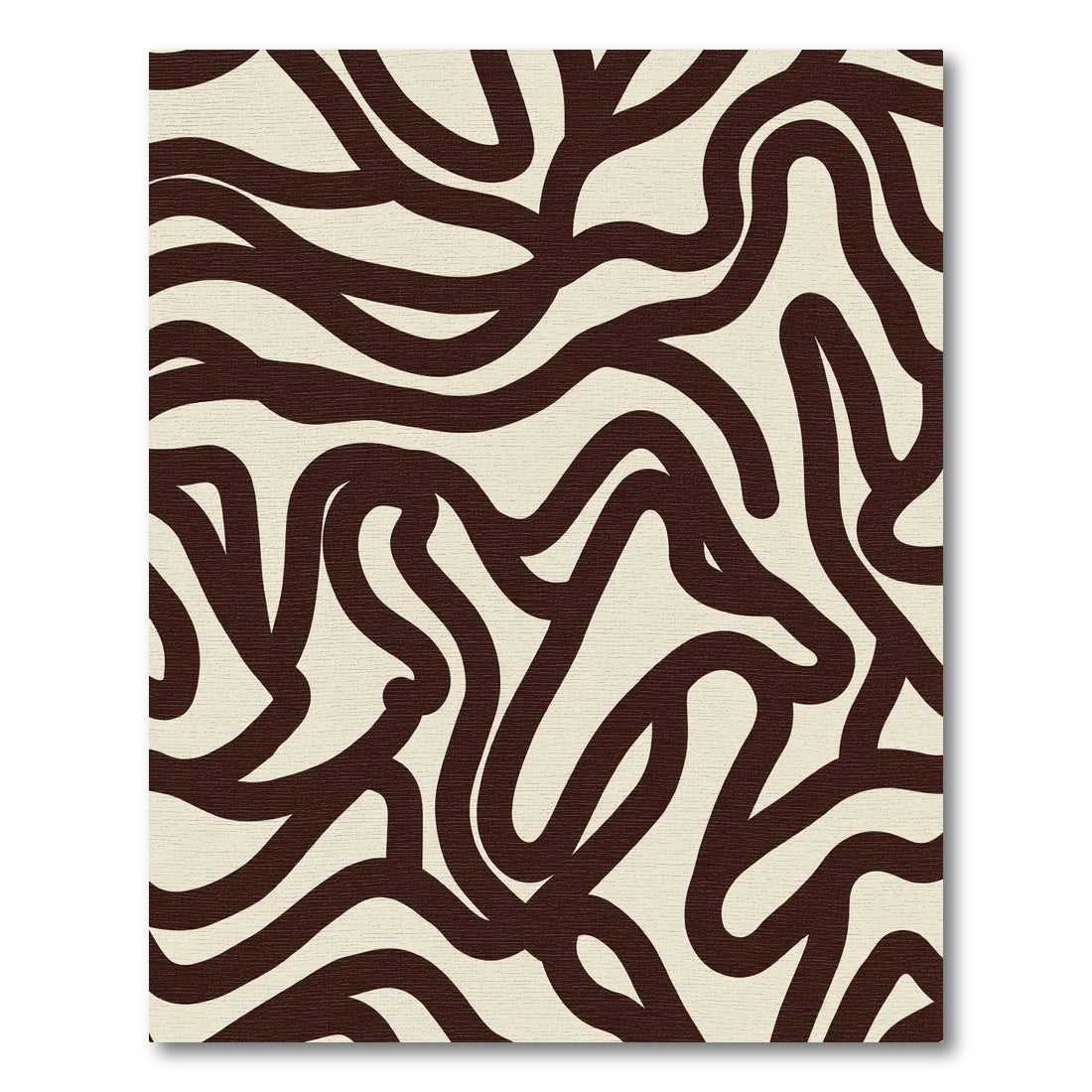 Dark Brown Abstract Wavy Lines Rug