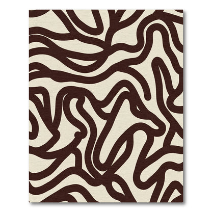 Dark Brown Abstract Wavy Lines Rug