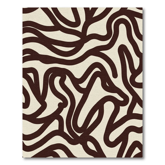Dark Brown Abstract Wavy Lines Rug