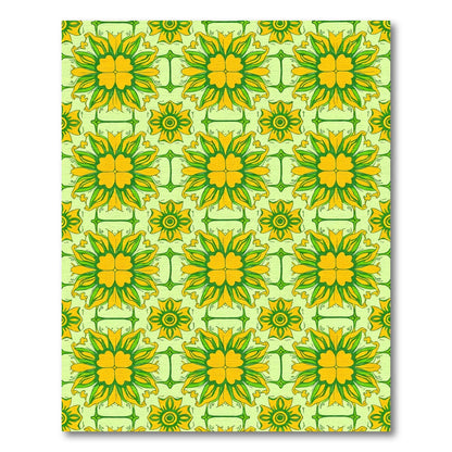 Golden Yellow Green Floral Medallion Rug