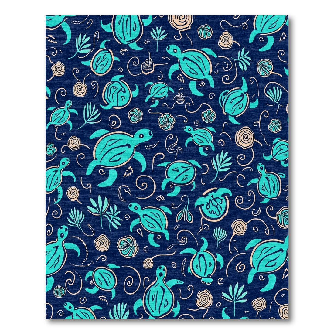 Aqua Sea Turtle Navy All Over Rug