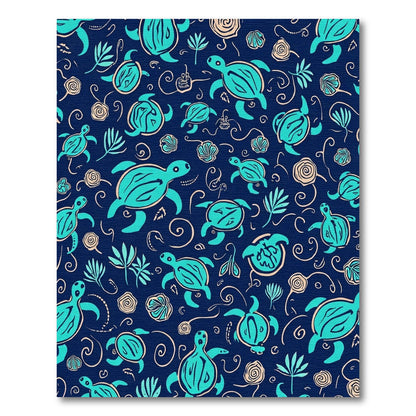 Aqua Sea Turtle Navy All Over Rug