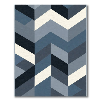 Modern Blue Gray Chevron Geometric Rug