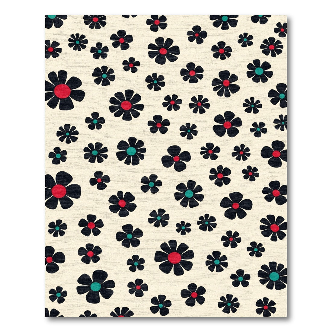 Abstract Black Flower Scatter Rug