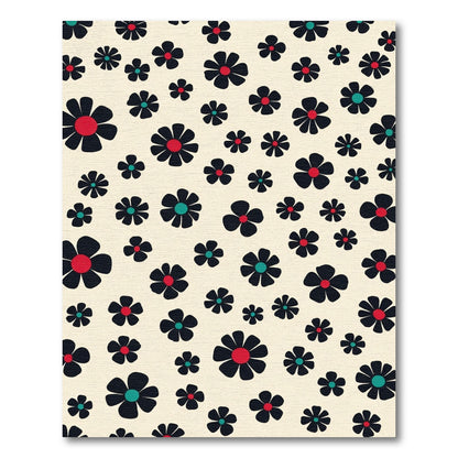 Abstract Black Flower Scatter Rug
