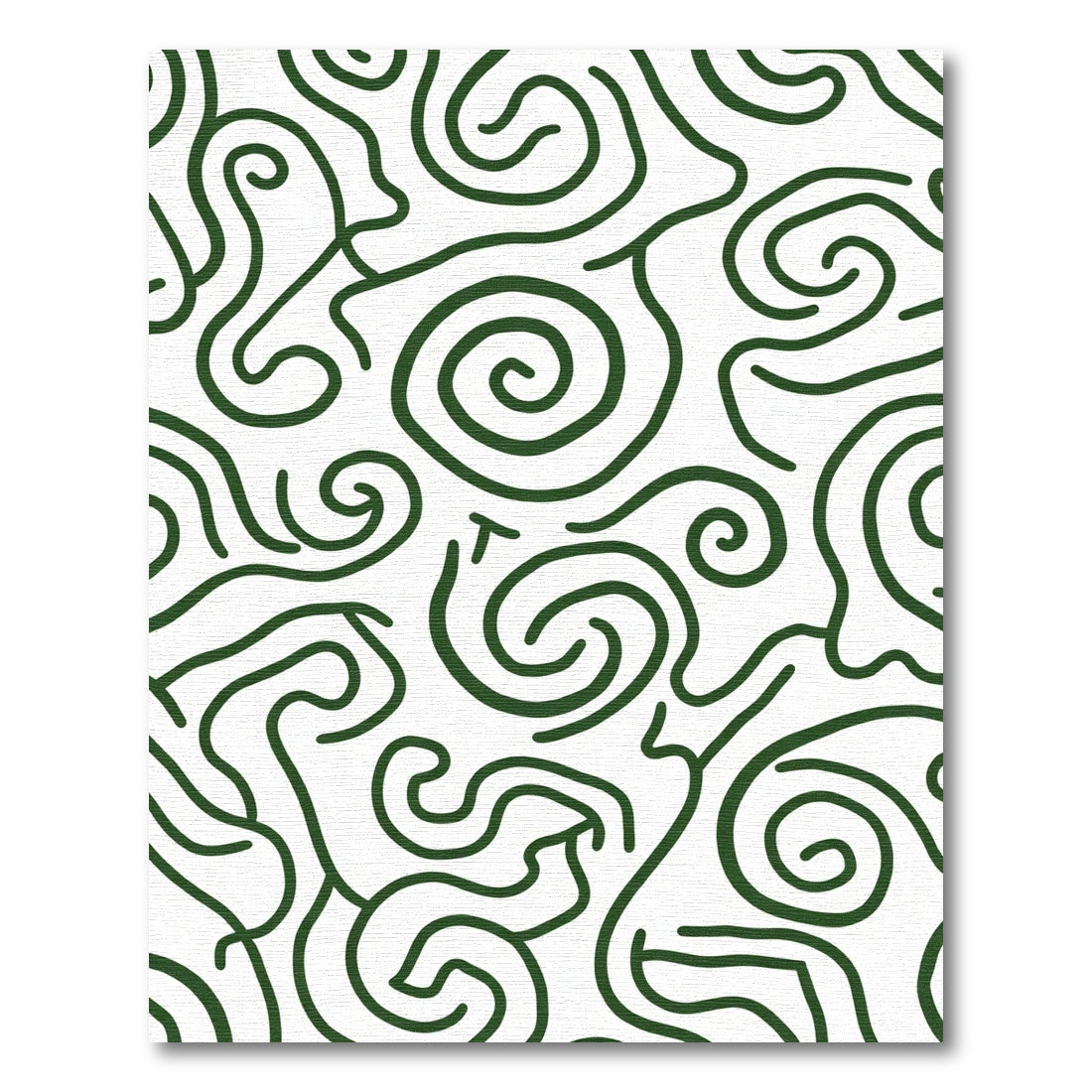 Deep Green Swirl Abstract Lines Rug