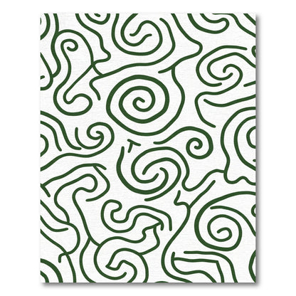 Deep Green Swirl Abstract Lines Rug