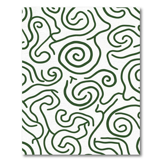Deep Green Swirl Abstract Lines Rug