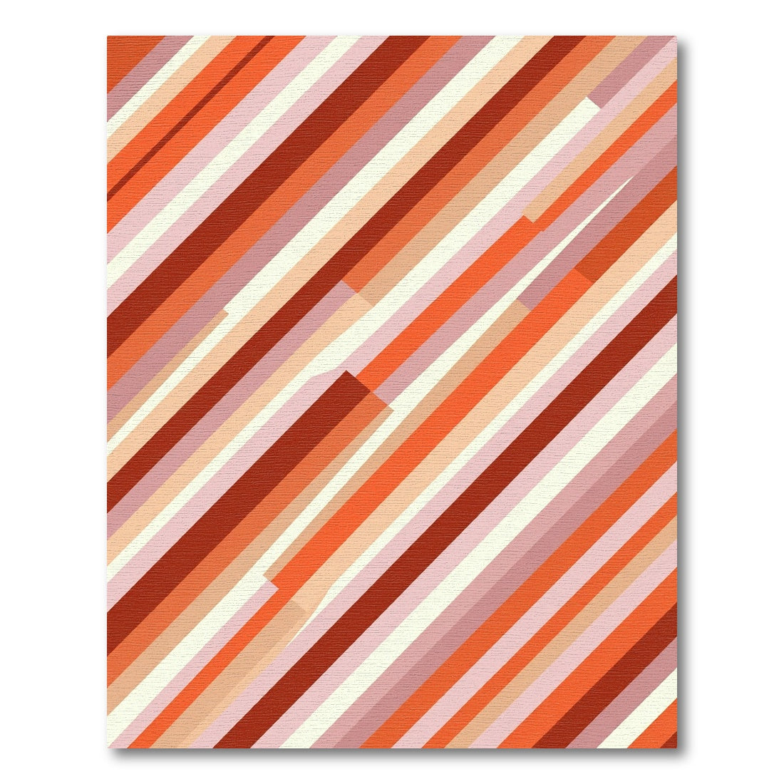 Modern Burnt Orange Diagonal Stripe Rug