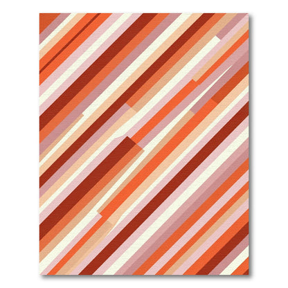 Modern Burnt Orange Diagonal Stripe Rug