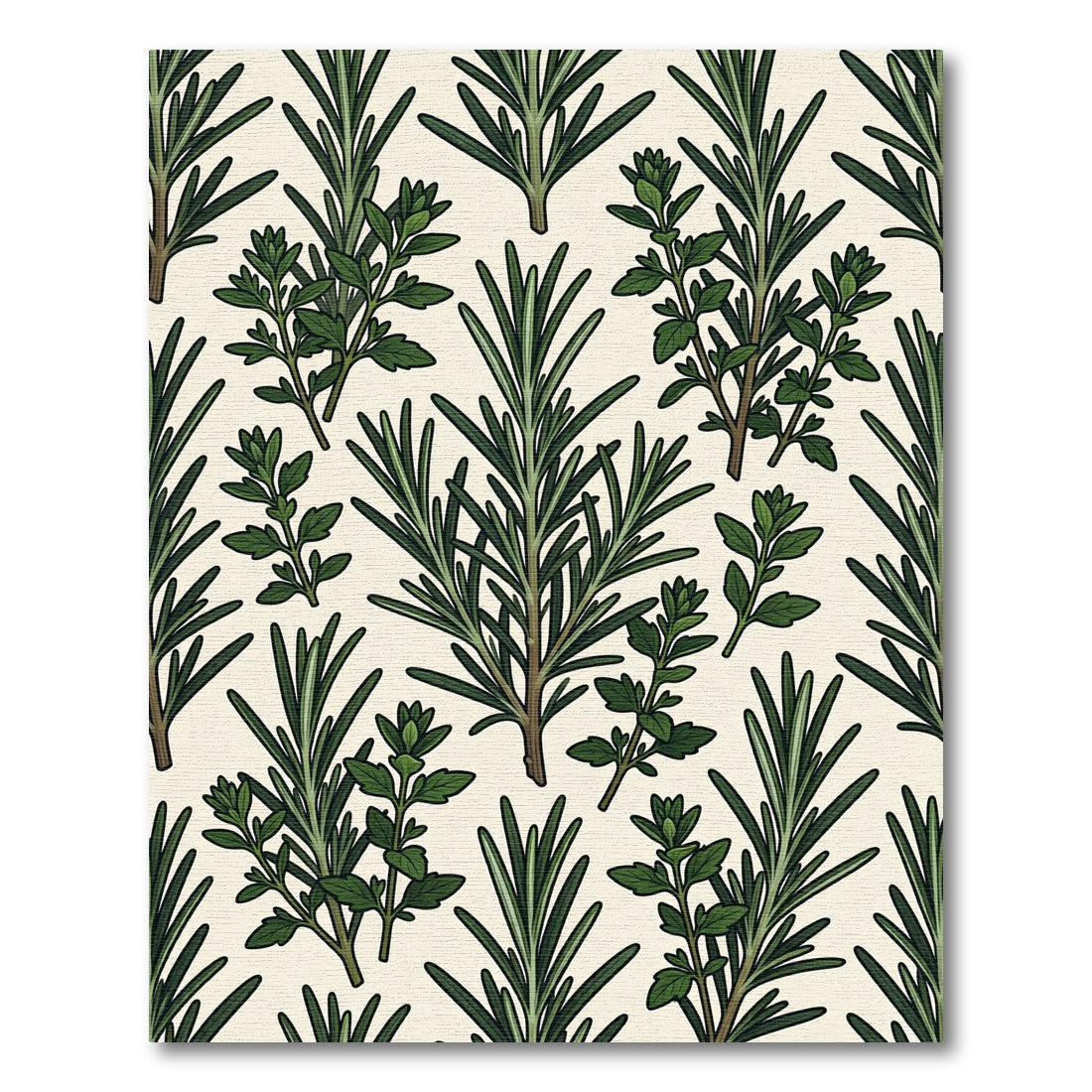 Green Rosemary Thyme Botanical Arrangement Rug