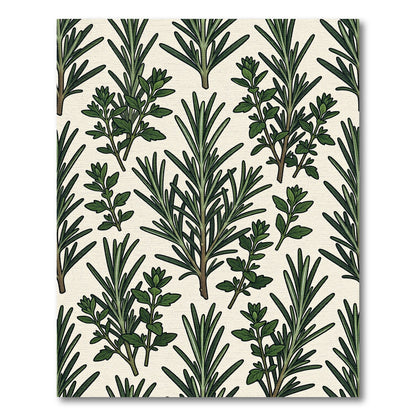 Green Rosemary Thyme Botanical Arrangement Rug