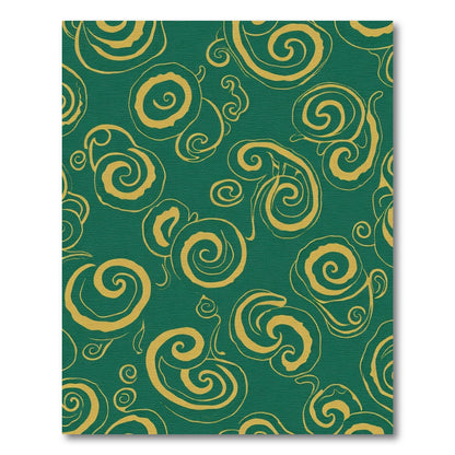 Emerald Gold Swirl Cloud Composition Rug