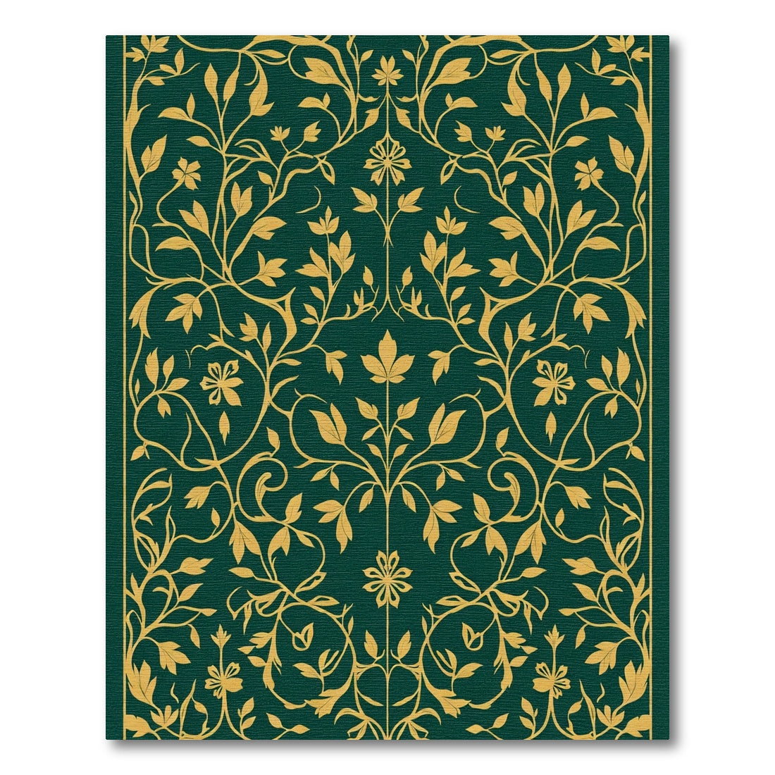 Emerald Gold Vine Woodland Composition Rug