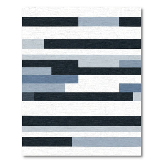 Midnight Blue Slate Gray Horizontal Stripes Rug