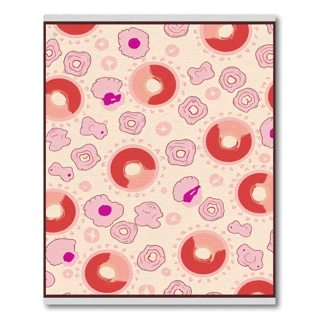 Whimsical Pink Red Cells Pattern Rug
