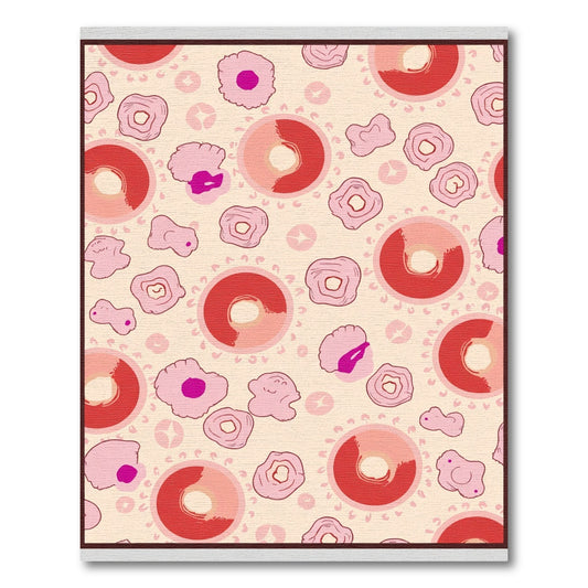 Whimsical Pink Red Cells Pattern Rug