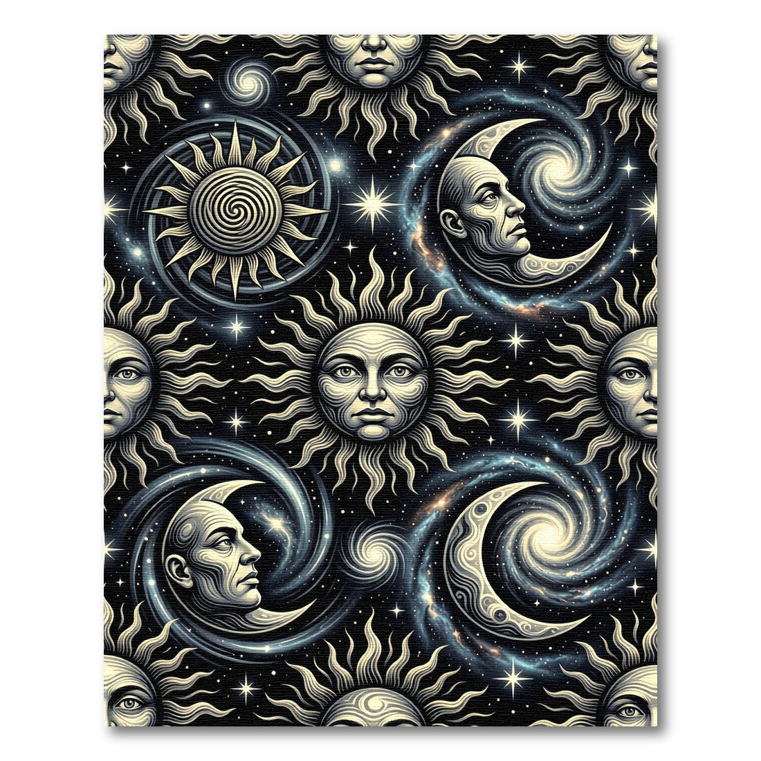 Cosmic Sun Moon Galaxy Swirl Rug