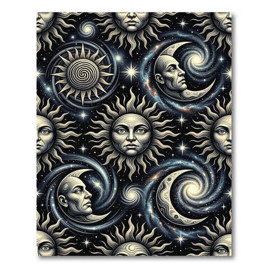 Cosmic Sun Moon Galaxy Swirl Rug