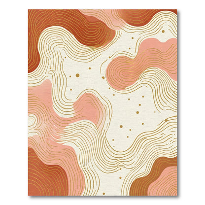 Crimson Coral Abstract Wavy Lines Rug