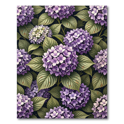 Lush Purple Hydrangea Botanical Illustration Rug