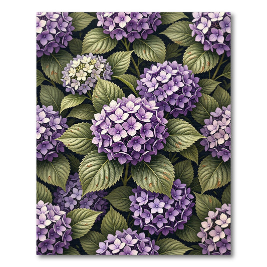 Lush Purple Hydrangea Botanical Illustration Rug