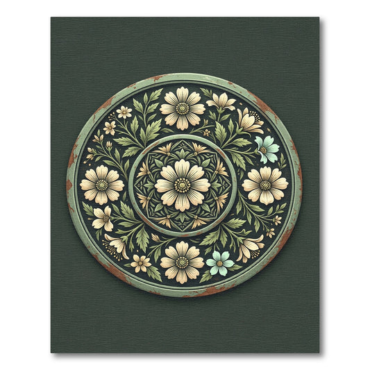 Sage Green Floral Medallion Medley Rug