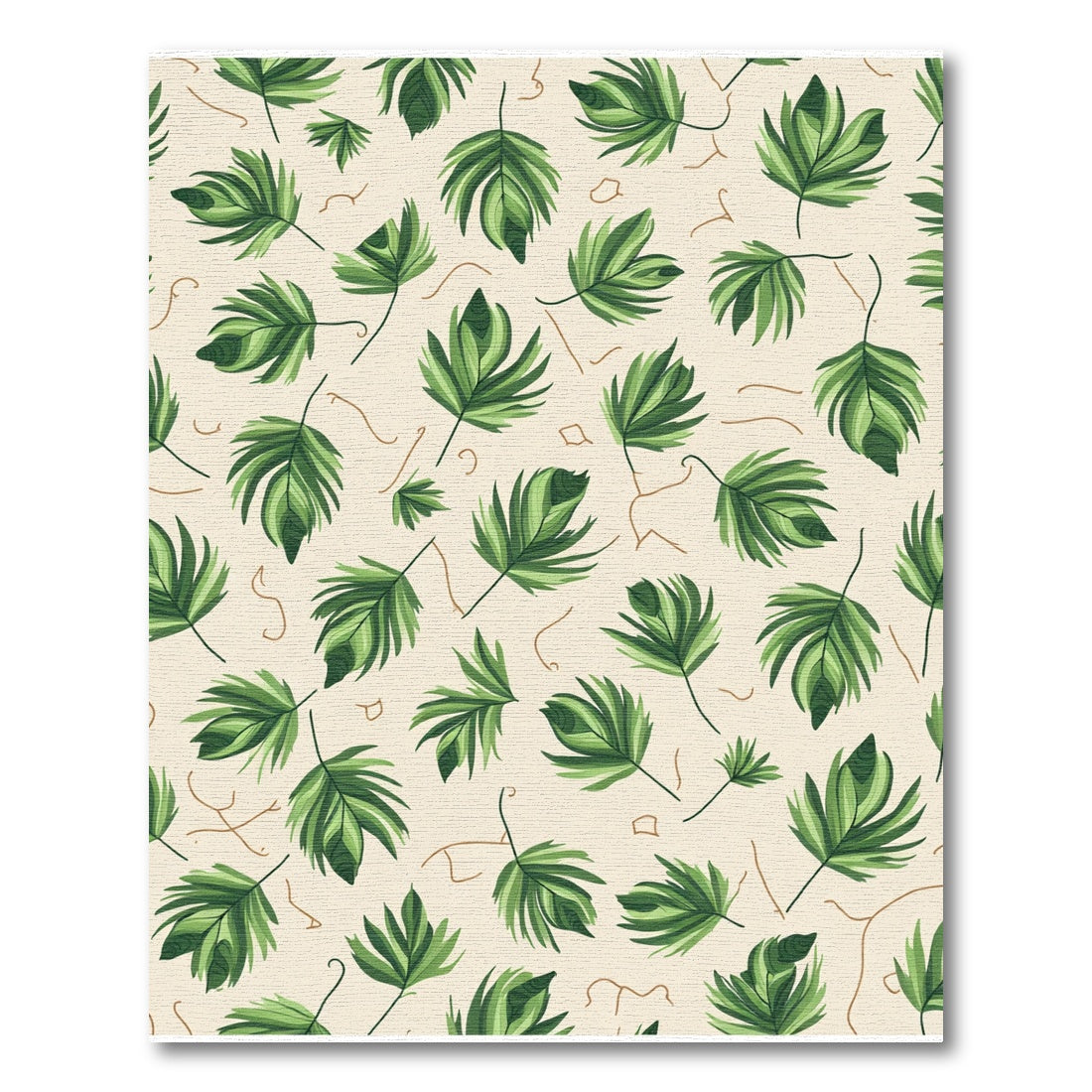 Lush Green Palm Frond Botanical Rug