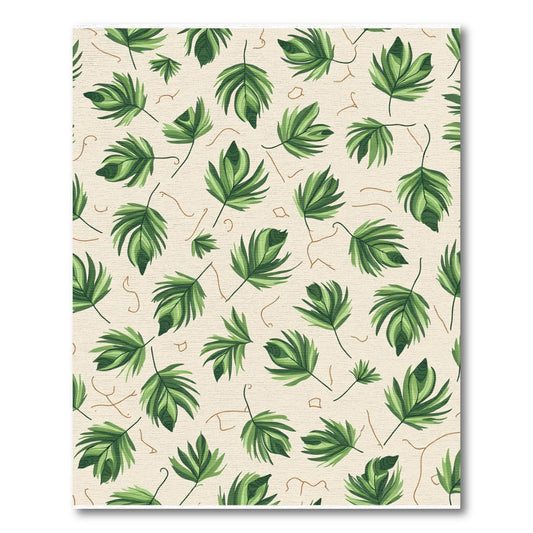 Lush Green Palm Frond Botanical Rug