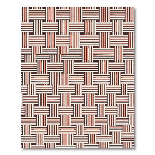 Coral Beige Tan Woven Stripe Rug