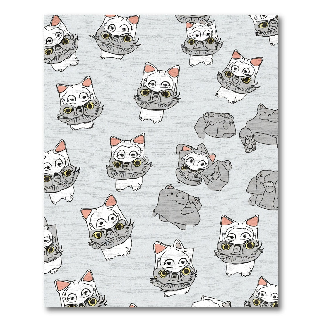 Whimsical Gray Cat Collage Rug