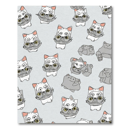 Whimsical Gray Cat Collage Rug