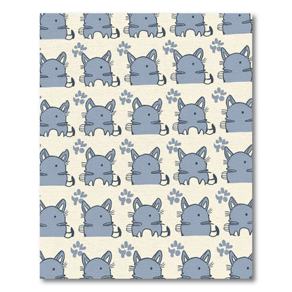 Whimsical Gray Fox Paw Background Rug