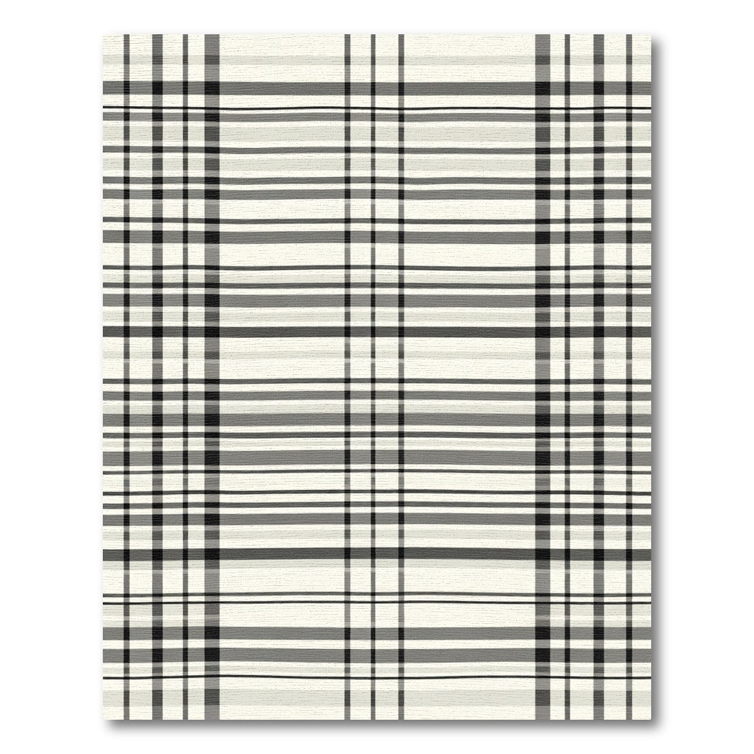 Classic Gray Black Plaid Stripes Rug