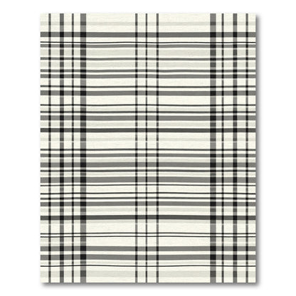 Classic Gray Black Plaid Stripes Rug