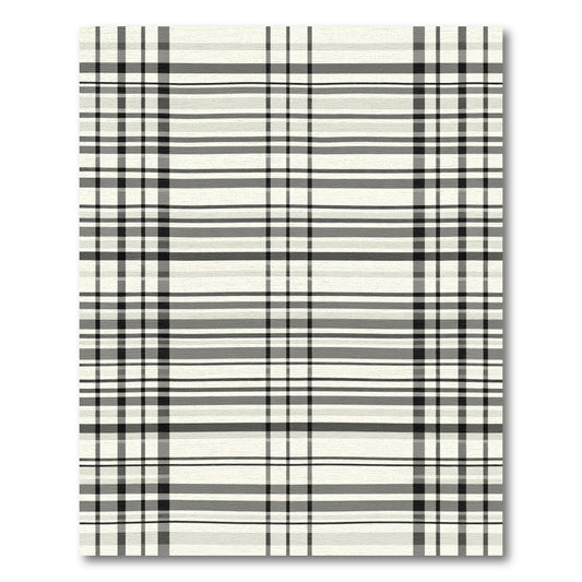 Classic Gray Black Plaid Stripes Rug