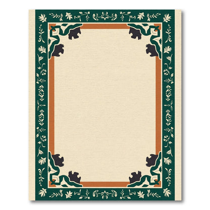 Dark Green Vine Creature Border Rug